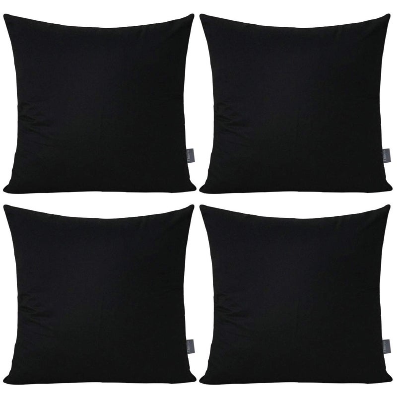 Thmyo 4-Pack 100% Cotton Comfortable Solid Decorative Throw Pillow Case Square Cushion Cover Pillowcase Sublimation Blank Pillow Covers Christmas DIY Throw Pillowcase for Sofa(16x16inch/40x40cm,Black) - Image 1